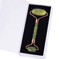 Set Rodillo Facial Dentado y Gua Sha de Jade Oro Rosa