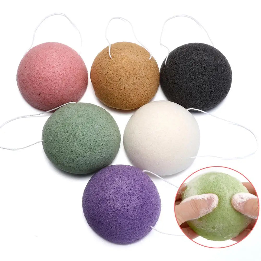 Soft Texture Face Wash Puff Konjac Cleaning Sponge Round Face Wash Cleaning Sponge Natural Fiber Facial Cleansing Exfoliator