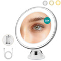 Espejo de Aumento 10x con Luz LED y Ventosa