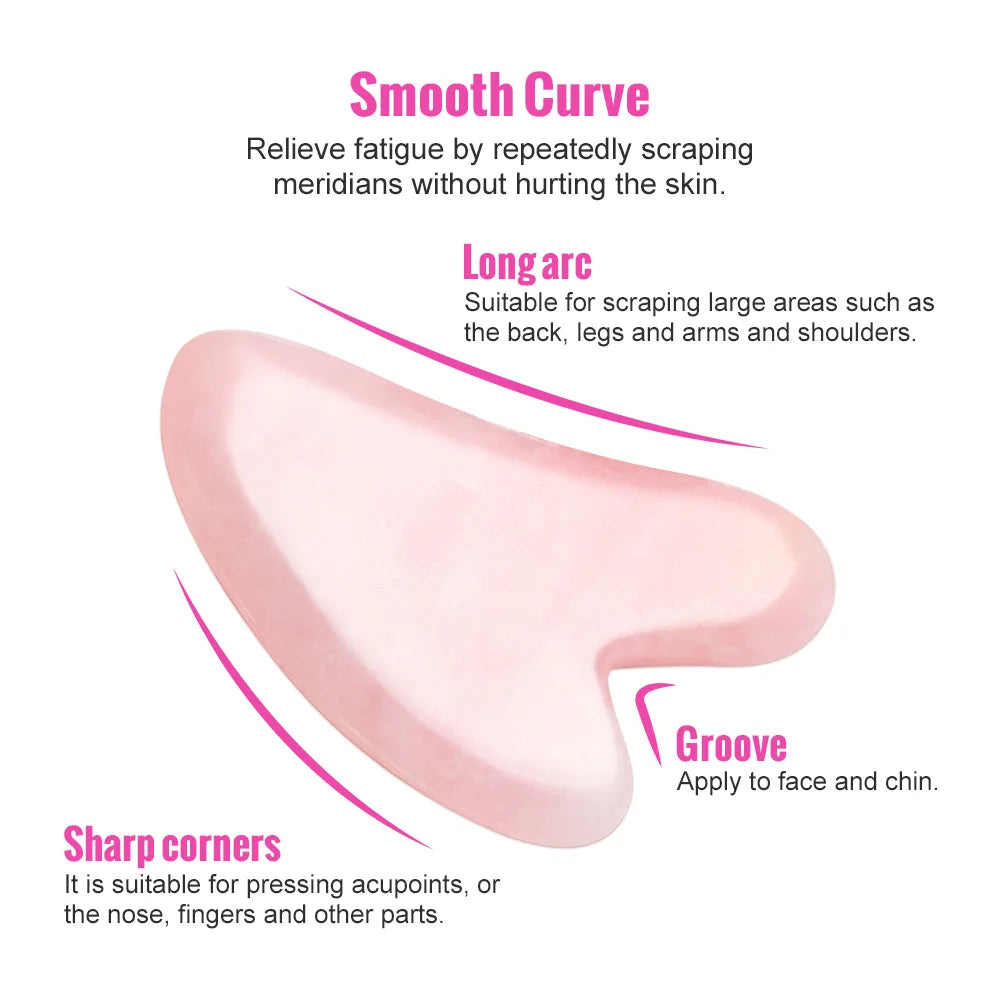 Gua Sha de Cuarzo Rosa Natural