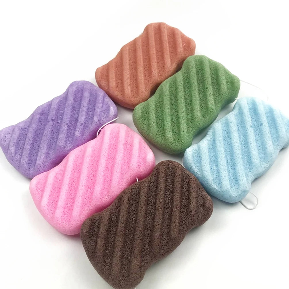 1/12Pcs 6 Colors Hemisphere Natural Konjac Sponge Cosmetic Puff Face Cleaning Sponge Face Washing Flutter Makeup Tools