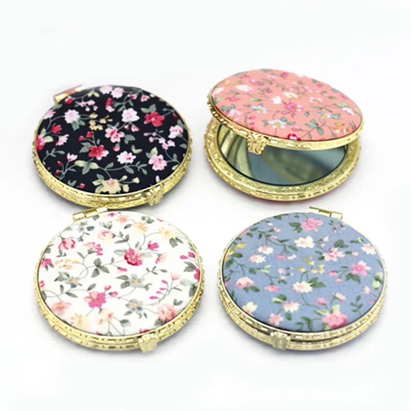 Espejo de bolsillo decorativo con estampado floral