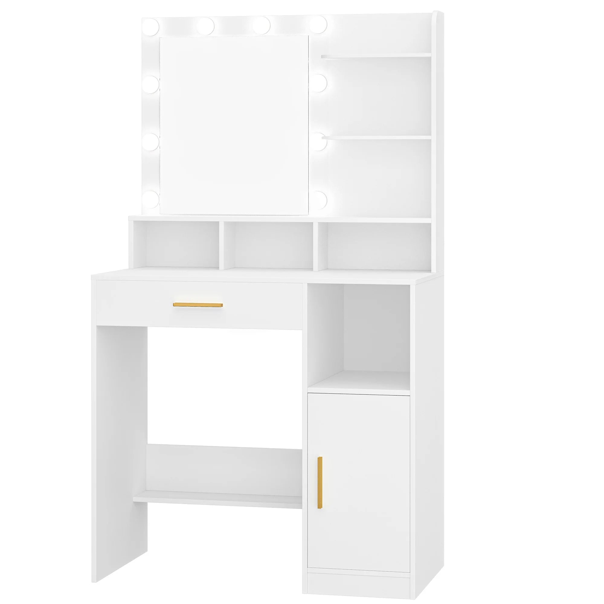 Espejo de Tocador con Luz LED y Base Organizadora