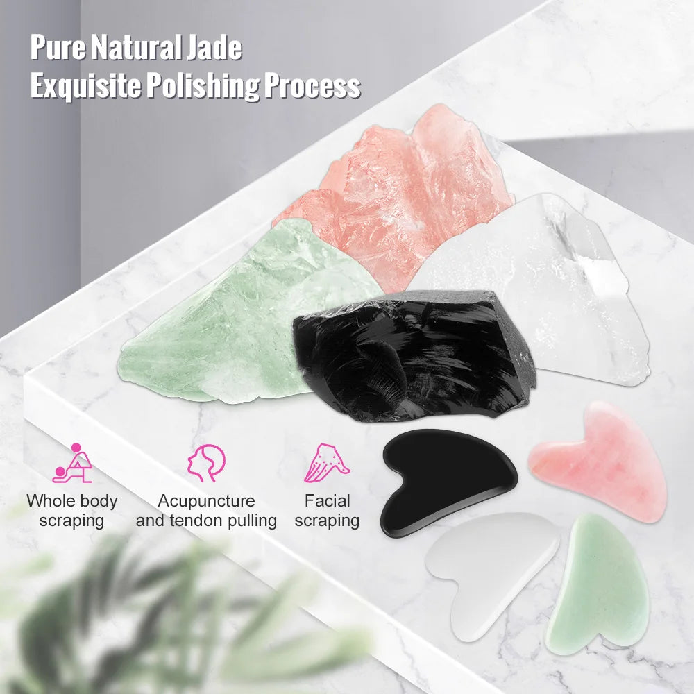 Gua Sha de Cuarzo Rosa Natural
