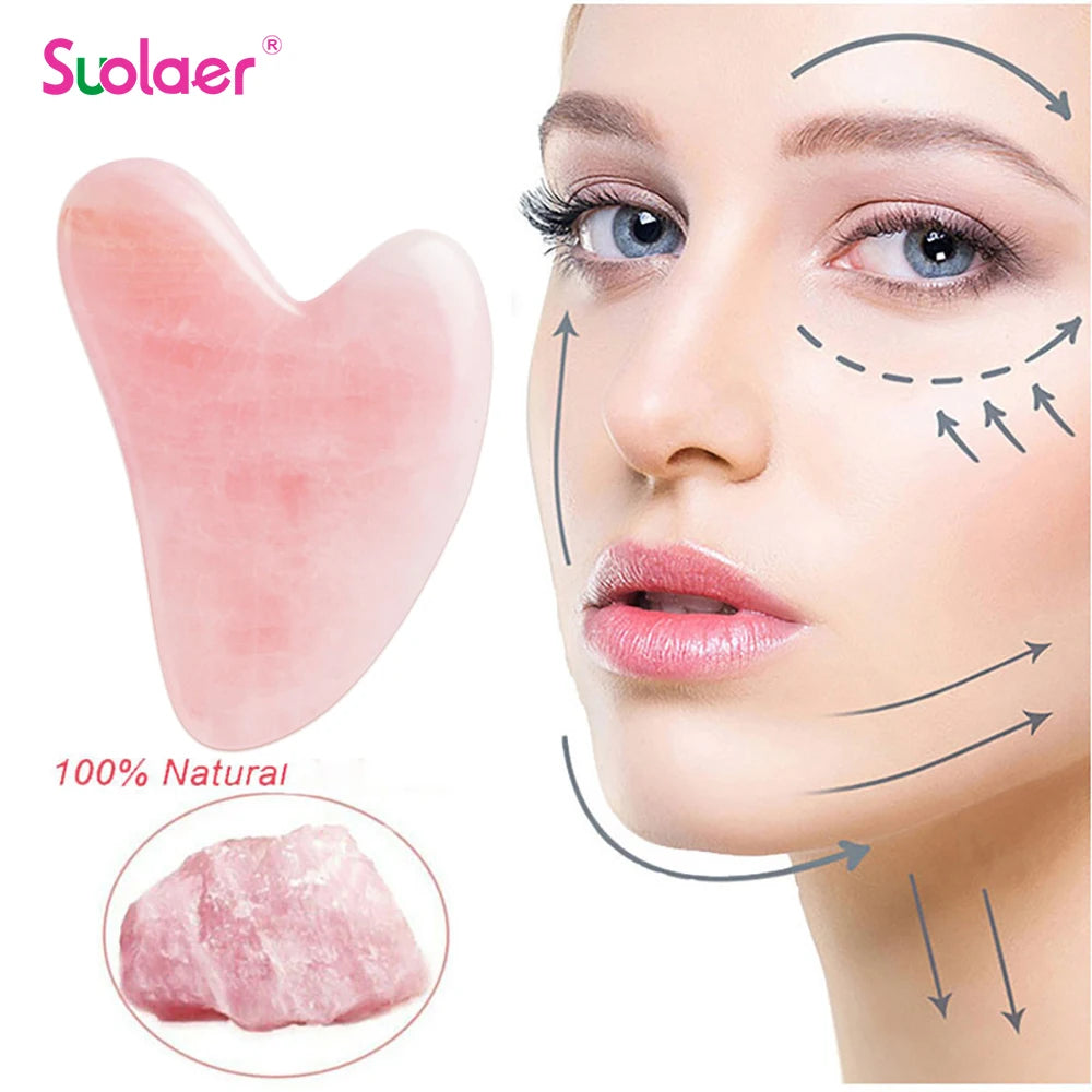 Gua Sha de Cuarzo Rosa Natural