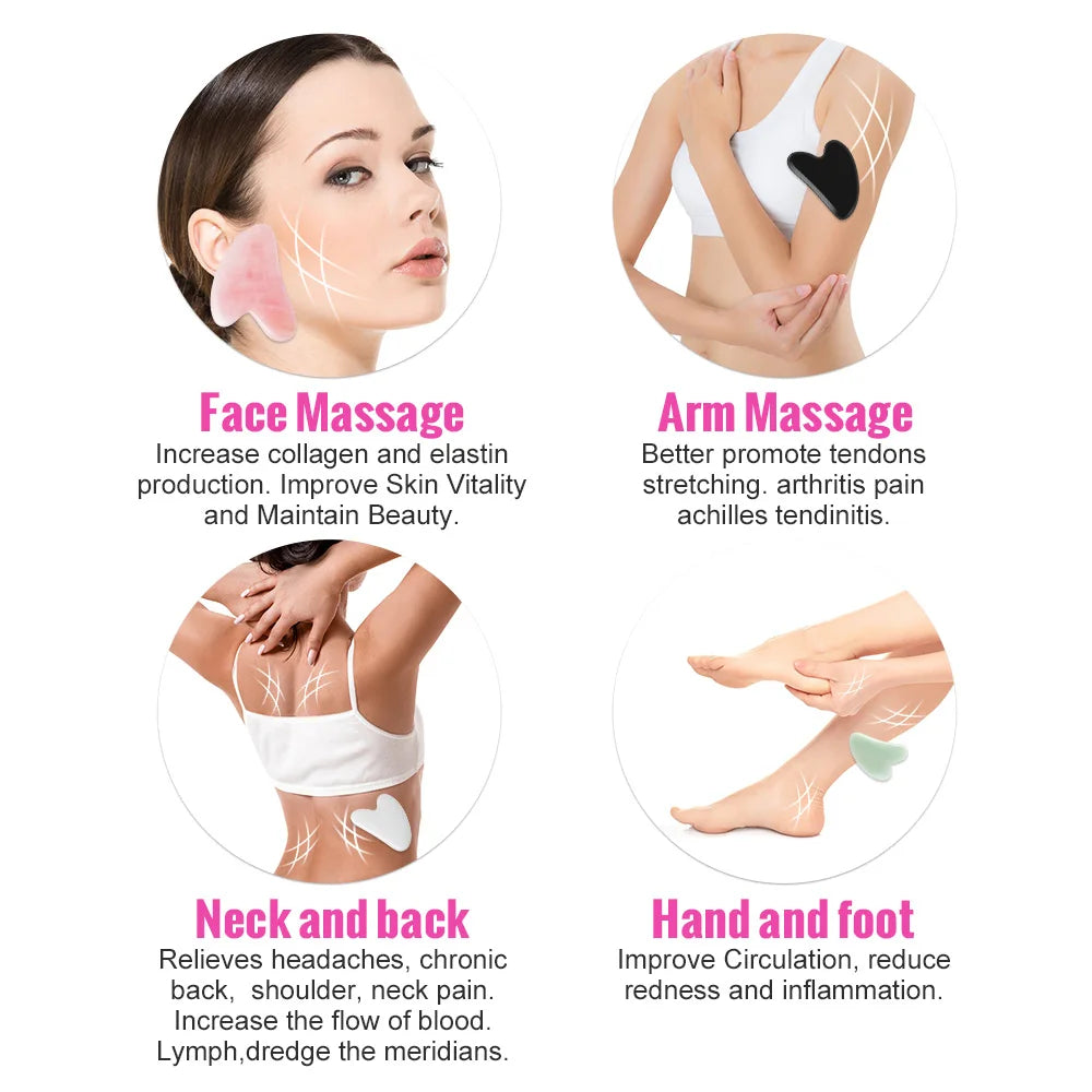 Gua Sha de Cuarzo Rosa Natural