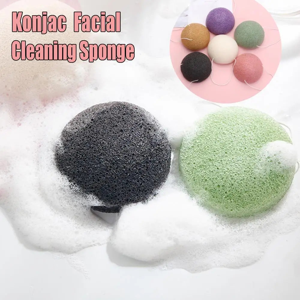 Soft Texture Face Wash Puff Konjac Cleaning Sponge Round Face Wash Cleaning Sponge Natural Fiber Facial Cleansing Exfoliator