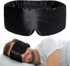 Hombre durmiendo de lado con el antifaz de seda puesto