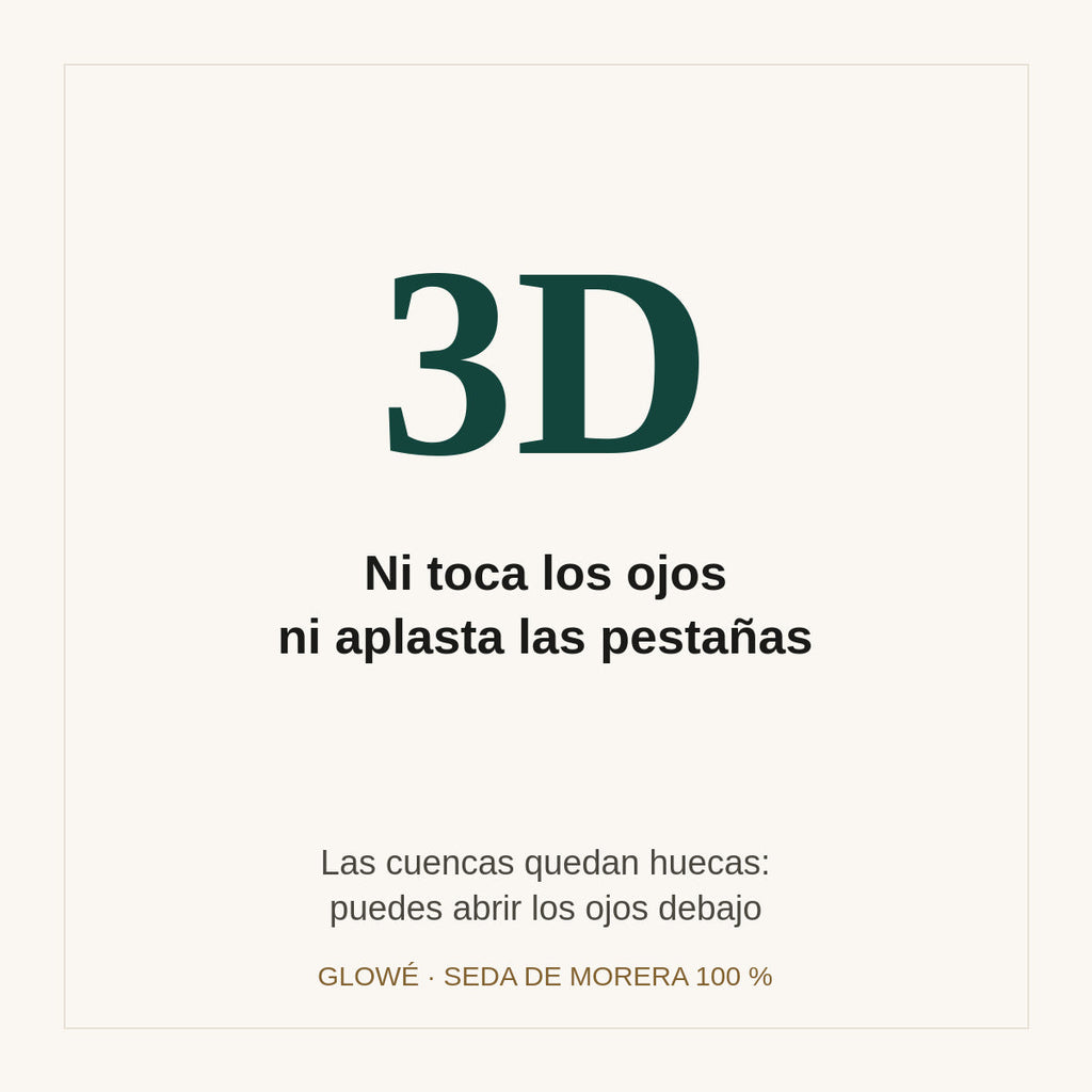 Antifaz de seda 3D: las cuencas quedan huecas, no tocan los ojos ni aplastan las pestañas