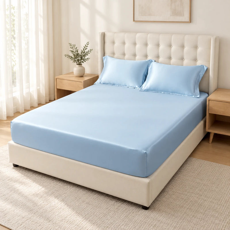 Sábana bajera de bambú con dos fundas de almohada